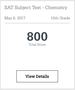 Image of SAT Chemistry Subject Test Score 800