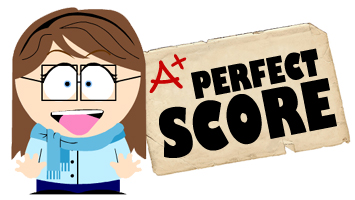 Image of a girl with a A+ Perfect Score Sign